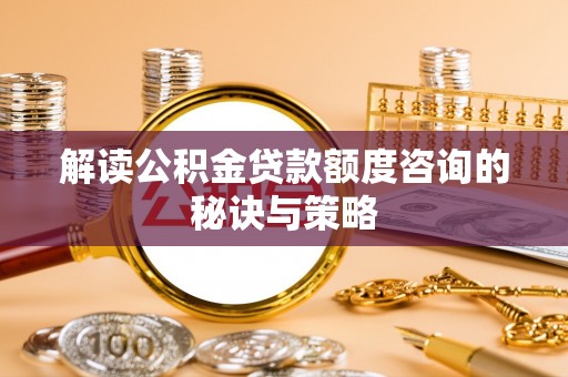 金普新区解读公积金贷款额度咨询的秘诀与策略