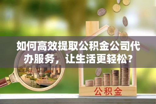 金普新区如何高效提取公积金公司代办服务，让生活更轻松？