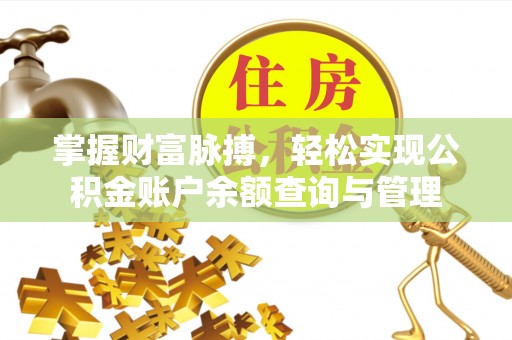 金普新区掌握财富脉搏，轻松实现公积金账户余额查询与管理