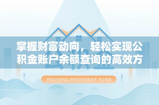 金普新区掌握财富动向，轻松实现公积金账户余额查询的高效方式