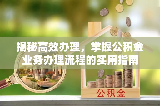 金普新区揭秘高效办理，掌握公积金业务办理流程的实用指南