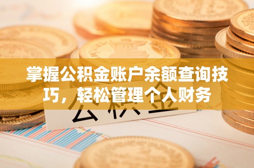 金普新区掌握公积金账户余额查询技巧，轻松管理个人财务