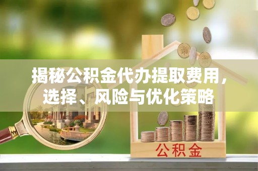 金普新区揭秘公积金代办提取费用，选择、风险与优化策略