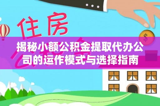 金普新区揭秘小额公积金提取代办公司的运作模式与选择指南